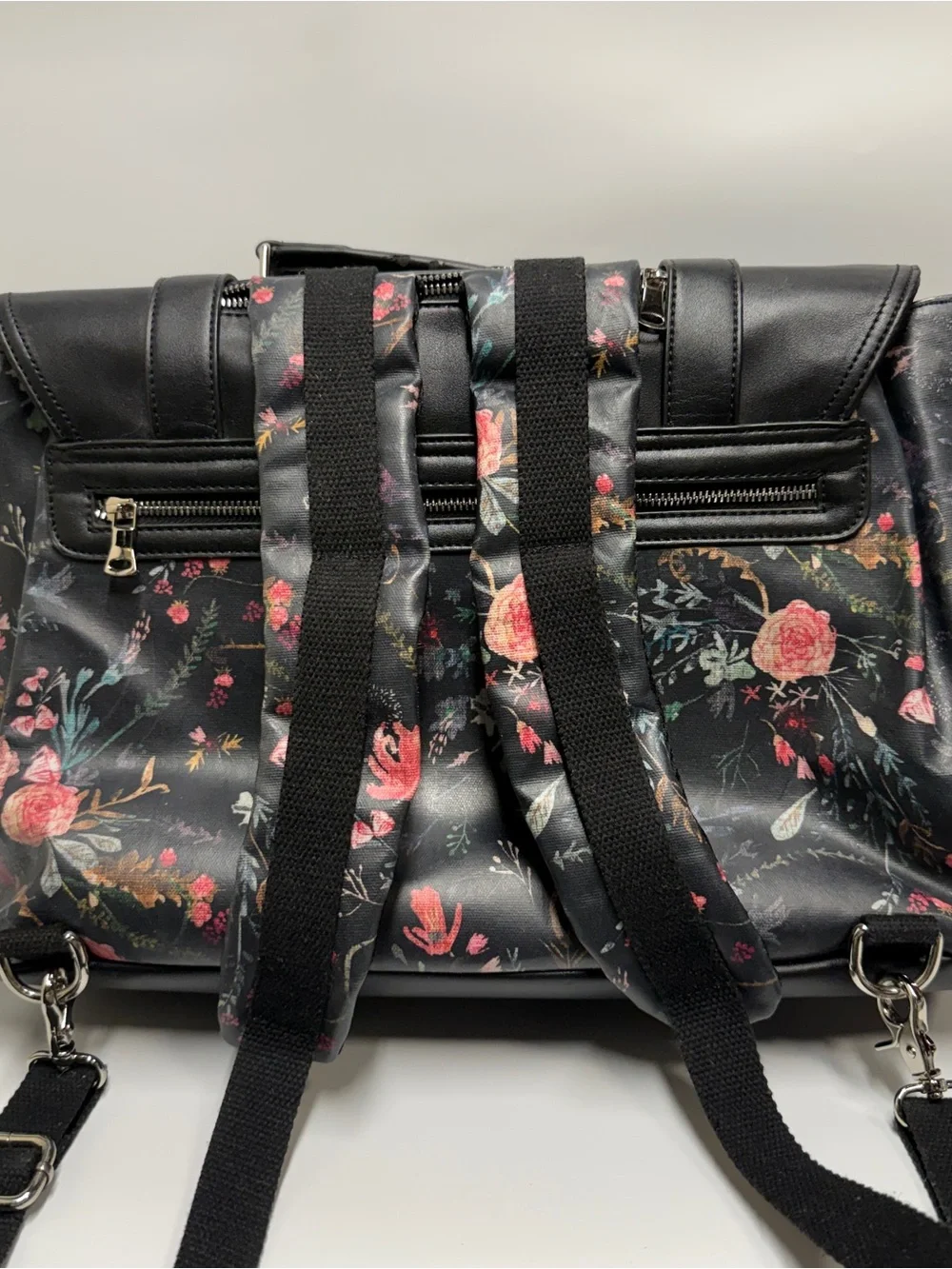 House of Flynn Floral Accent Black Satchel